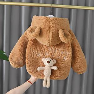 Tenue d'hiver pour bébé fille d'un an et demi, ours en peluche, veste en laine d'agneau, veste en fourrure épaisse de style occidental pour bébé garçon - Product Image 3