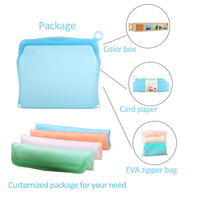 Sacs de conservation alimentaire en silicone réutilisables, pliables et autoportants, personnalisés OEM/ODM, 500ml/1000ml/1500ml, étanches et adaptés au congélateur