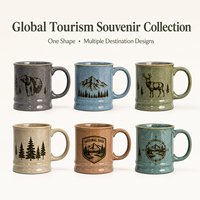 Tasses en céramique vintage irrégulières pour souvenirs touristiques américains, mugs à café et à lait avec bord doré, personnalisables ODM, vente en gros