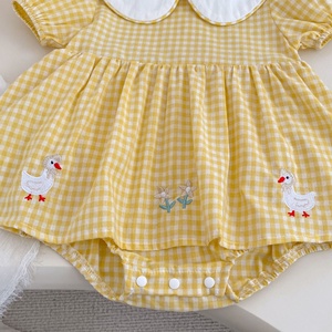 Nuevo Pelele de Algodón para Bebé Niña Verano 2026, con Estampado a Cuadros Fresco, Lindo y Bordado, con Botones Ocultos, Mono Enterizo para Gatear - Product Image 5