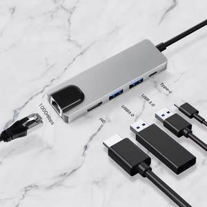 <span class=keywords><strong>5</strong></span> trong <span class=keywords><strong>1</strong></span> đa loại C 100Mpbs Ethernet kết nối với 4K <span class=keywords><strong>USB</strong></span> 3.0 HUB RJ45 sạc Type-C để PD <span class=keywords><strong>USB</strong></span> C HUB - Product Image 5