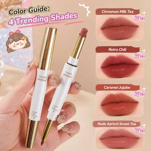 Factory OEM ODM Private Label 2 in 1 Lip Liner and <b>Lipstick</b> Matte Waterproof Dual Head Makeup OEM ODM <b>Custom</b> Box - Product Image 1