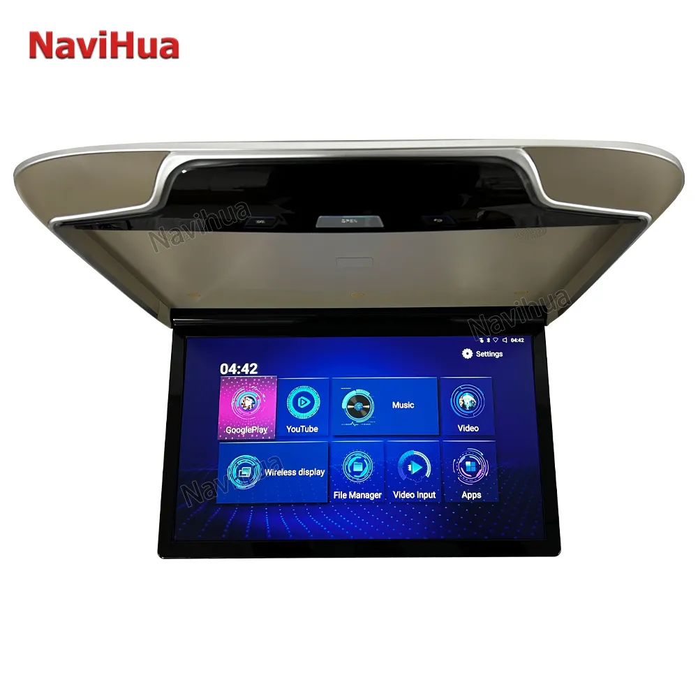 Navihua 21.5 "Android Plafond Entertainment Hoofdsteun Auto Dvd Multimedia Tv Dak Monitor Universele Plafond Spiegel Link