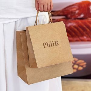 Sacs en papier kraft personnalisés, écologiques, biodégradables, pour la livraison de nourriture rapide à emporter, emballages pour restaurants, sacs à emporter - Product Image 3