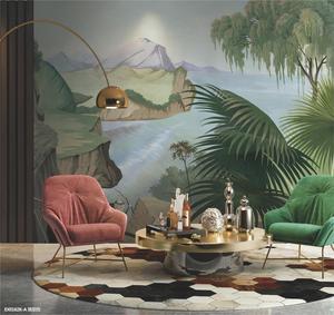 Papier peint de haute qualité de style forêt tropicale avec des oiseaux et des plantes tropicales, papier peint de <span class=keywords><strong>jungle</strong></span> vibrant - Product Image 5