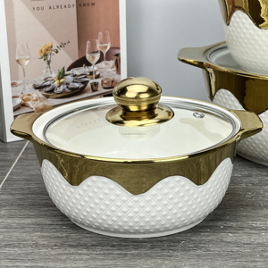 2024 bếp cung cấp nồi súp gốm hộ gia đình lớn sang trọng nồi súp stockpot nồi súp gốm có nắp thủy tinh - Product Image 6