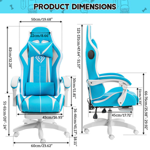 AJUNION Chaise de jeu avec haut-parleurs Bluetooth et lumières LED RGB Chaise inclinable ergonomique avec oreiller lombaire <span class=keywords><strong>vibrant</strong></span> - Product Image 2