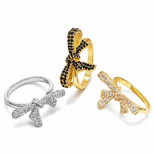 Anello con design a fiocco, anello classico alla moda da donna, accessorio elegante per le dita da indossare ogni giorno - Product Image 1