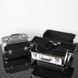 Caja de cosméticos de aluminio de lujo Artista de maquillaje <span class=keywords><strong>profesional</strong></span> <span class=keywords><strong>Manicurista</strong></span> <span class=keywords><strong>Maleta</strong></span> Organizador de cosméticos de viaje Estuche de tren de maquillaje blanco - Product Image 2