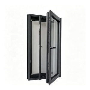 <span class=keywords><strong>Finestra</strong></span> a Battente in Alluminio Nero con Doppio Vetro, a Taglio Termico, a Prova di Uragano, a Risparmio Energetico, per Uso Commerciale - Product Image 1