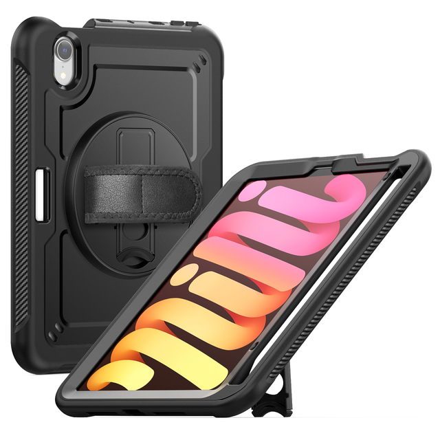 Flat Plastic Protective Case with Rotating Bracket Honeycomb Hand Anti-falling Bending for ipad Mini7 Ipad Mini6