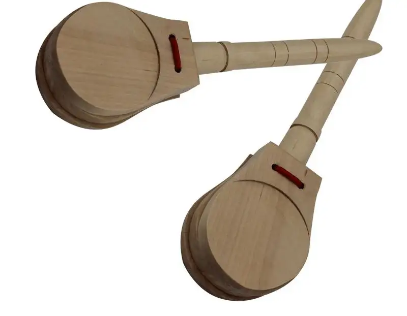 Muslady Paar Kastagnetten Holzhand Castanet Finger Clappers Clicker Kleine Percussion Braun und Holz Musik instrumente