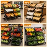 Draadmanden displayrek 4/5 lagen 10 manden vrijstaand voordelig rolbaar karretje voor snacks, fruit en groenten opslag