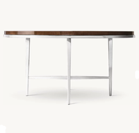 Table à manger RH OEM Benoit, style contemporain minimaliste, plateau en métal et bois imperméable, mobilier de luxe pour la maison, restaurant, villa