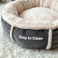 Lit pour chien en fausse fourrure personnalisé en gros, lit rond en peluche de haute qualité pour chat, lit pour animaux de compagnie en forme de beignet, chaud et doux, plusieurs tailles, fabricant