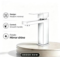 Robinet de lavabo de salle de bain moderne rectangulaire en laiton, mitigeur monocommande eau chaude et froide, cartouche céramique, montage sur plan à trou unique