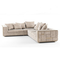 Ensemble de canapés modulables modernes de style italien de luxe meubles de salon en cuir synthétique au design simple et léger