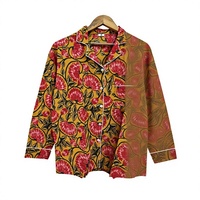 Erkek Uzun Kollu Çiçek Desenli Pijama %100 Pamuklu Dokuma Kumaş Cepli Günlük Gecelik İlkbahar Mevsimi hediyesi (Kadınlar için)