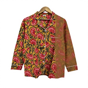 Pyjama pour homme à manches longues, imprimé floral, 100% coton tissé, vêtements de nuit décontractés avec poche, cadeau de saison printanière pour elle - Product Image 4