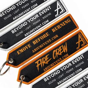 Customizable Corporate Logo Keychain Woven <b>Label</b> Embroidered Events Festivals Promotional Accessory - Product Image 3