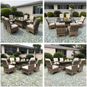 Vente en gros OEM personnalisée pour ensemble de salle à manger d'extérieur haut de gamme en rotin avec design d'accoudoir unique, ensemble de meubles de jardin de luxe - Product Image 3