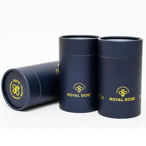 Customized Honey Jars Kraft Paper Tube Cardboard Tube Cylinder Boxes With Hot Foil Stamping