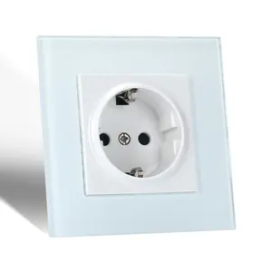 M Fashion Style Tempered Glass Panel Electric Germany Socket 250V 16A Eu Type Socket for 20 years Warranty