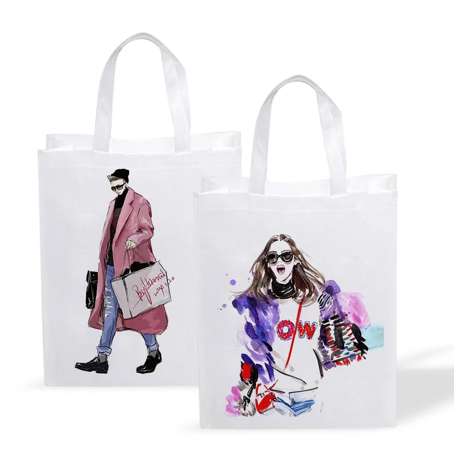 Sac fourre-tout personnalisé écologique Sac à provisions non tissé blanc par sublimation pour cadeau promotionnel