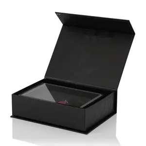 Confezione regalo rigida con inserto a forma di magnete cosmetico di lusso con stampa personalizzata con coperchio scatola regalo magnetica nera per gioielli