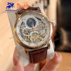 Longnes High China Factory Fashion Luxury Quartz Watch Men Iced Moon Phase Design Waterproof Leather Strap Stainless Steel - Product Image 5