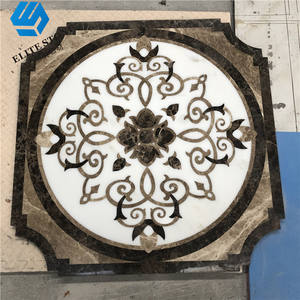 सुंदर फूल जड़ना वर्ग पानी जेट संगमरमर का फर्श पदकों - Product Image 5