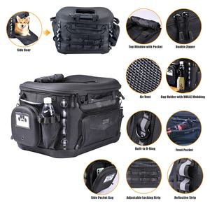 Caja transportadora portátil para perros y gatos, resistente a la intemperie, para equipaje o asiento de pasajero con correas de barra, color negro - Product Image 3