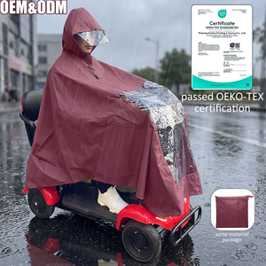 เสื้อกันฝนคุณภาพสูง สีแดง ทนทาน หนา 240d โพลีเอสเตอร์ ขนาดใหญ่ มีฮู้ด สำหรับผู้ใหญ่ ใช้กลางแจ้ง กันลม กันน้ำ สำหรับรถสกู๊ตเตอร์ - Product Image 1