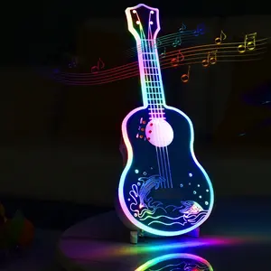 Hochwertige Heimdekoration Berührungslampe und gehärtetes Glas Kids-Gitarrenlautsprecher