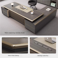 Bureau de direction moderne de luxe en forme de L, mobilier en bois MDF pour patron ou PDG