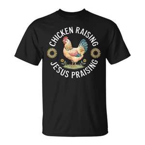 Camiseta Chicken Raising Jesus Praising, unisex, para adultos, manga corta, cuello redondo, regalo religioso - Product Image 1
