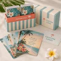 Cartes d'affirmation positives sur le thème de la plage tropicale avec logo personnalisé, ensemble double jeu, coffret cadeau de luxe