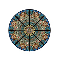 Panel Arqueado de Vidrio Artístico Sólido Personalizado, Estilo Retro con Acabado Pintado para Vestíbulo, Baño o Ventana