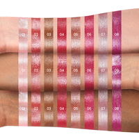 Sampel gratis lipstik Matte Glitter tahan lama tahan air kustom lipstik organik non-lengket berpigmen tinggi Makeup OEM