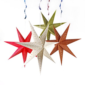 Custom Design Eco-friendly Reusable Flocked Paper Seven-Pointed Star Lantern Ornaments Christmas Hot Selling Factory Price