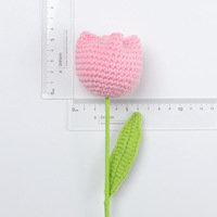 Bunga Tulip Rajut Benang Crochet Buatan Tangan, Tangkai Bunga Tulip Buatan, Dekorasi Meja Rumah, Hadiah Valentine, Tersedia