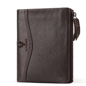 Rfid Portemonnee Lederen Biflod Korte Portemonnee Met Rits Muntentas Casual Geldzakken Mannen Blokkering Bescherming Anti-Diefstal Scan Man - Product Image 1