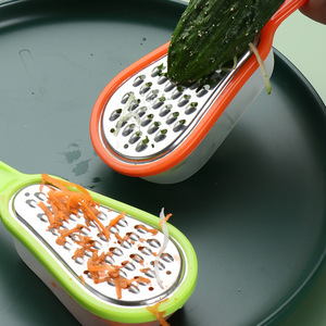 Violin Shaped Stainless Steel Grater With Container Kitchen <b>Tool</b> 4 Pieces <b>Fruit</b> <b>Vegetable</b> Shredder Pickler - Product Image 2