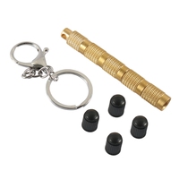 Hengtu Nouvel Outil Dégonfleur de Chambre à Air de Voiture Cinq-en-Un en Laiton 56g, Kit de Purge de Pneu Automobile Portable pour Remplacement/Réparation