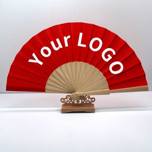 Abanico de Mano de Bambú con Impresión Personalizada, Abanico Plegable de Madera Rojo para Decoración, Precio de Fábrica, para Bodas - Product Image 1