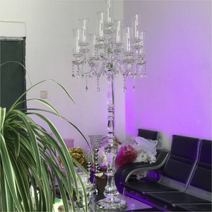 ZT-308 decorazione della tavola di nozze all'ingrosso alti portacandele di cristallo lanterne barattoli di candela eleganti centrotavola - Product Image 1