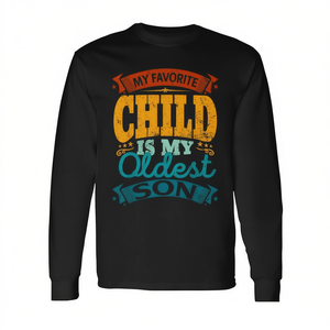 Mi hijo favorito es mi hijo mayor, camiseta vintage de manga larga, unisex, para adultos, con cuello redondo, serigrafía, para reunión familiar - Product Image 2