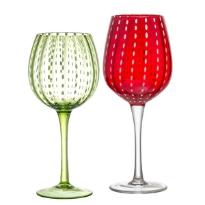 Samyo chất lượng hàng đầu thân thiện với môi màu đỏ màu Dot pha lê bóng Gin Glass cốc rượu vang kính đặt - Product Image 3