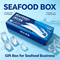 Boîte cadeau de fruits de mer haut de gamme, carton alimentaire imperméable et enduit pour la conservation des poissons et fruits de mer congelés, emballage cadeau pour les fêtes