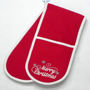 Custom Design Modern Double Oven Mitt Heat Resistant Kitchen Baking Glove <b>Long</b> Cotton Padded Pot Holder For Safe Cooking - Product Image 5